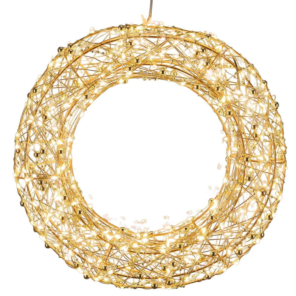 LED-Kranz - ØH ca. 30x6 cm, Champagner/Goldfarben