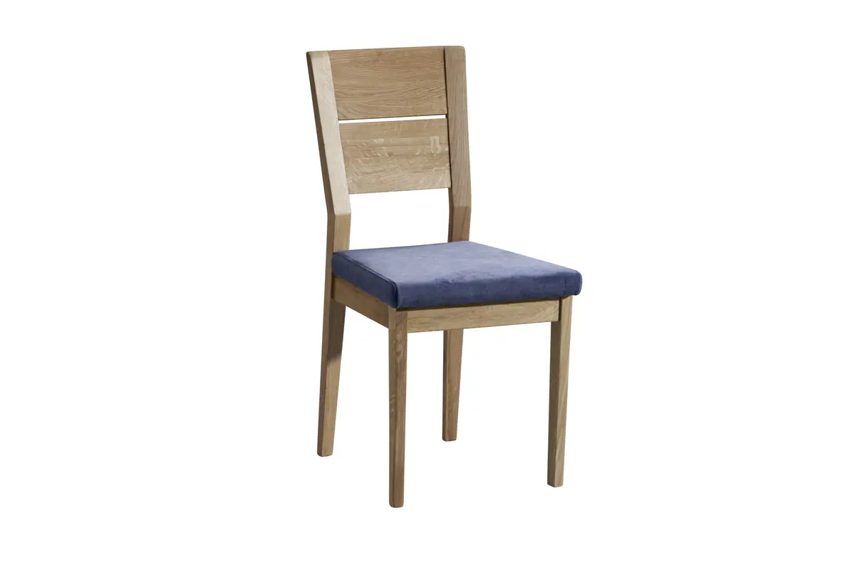 Stuhl - Wildeiche massiv, Stoff Dunkelblau
