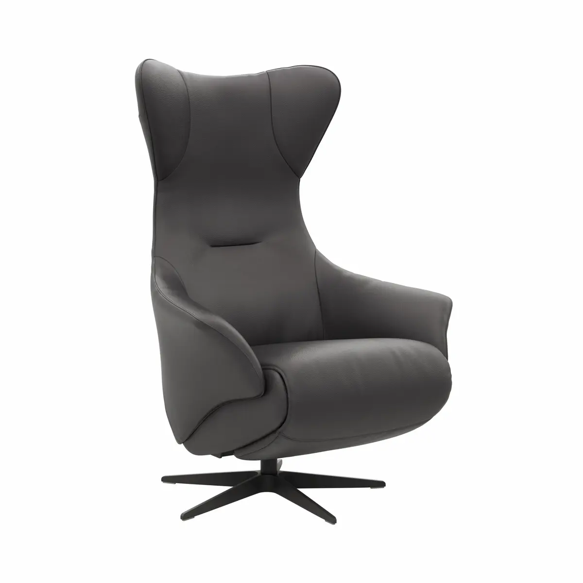 Relaxsessel Follina - Relaxfunktion (motorisch), Leder, Schwarz, Akku