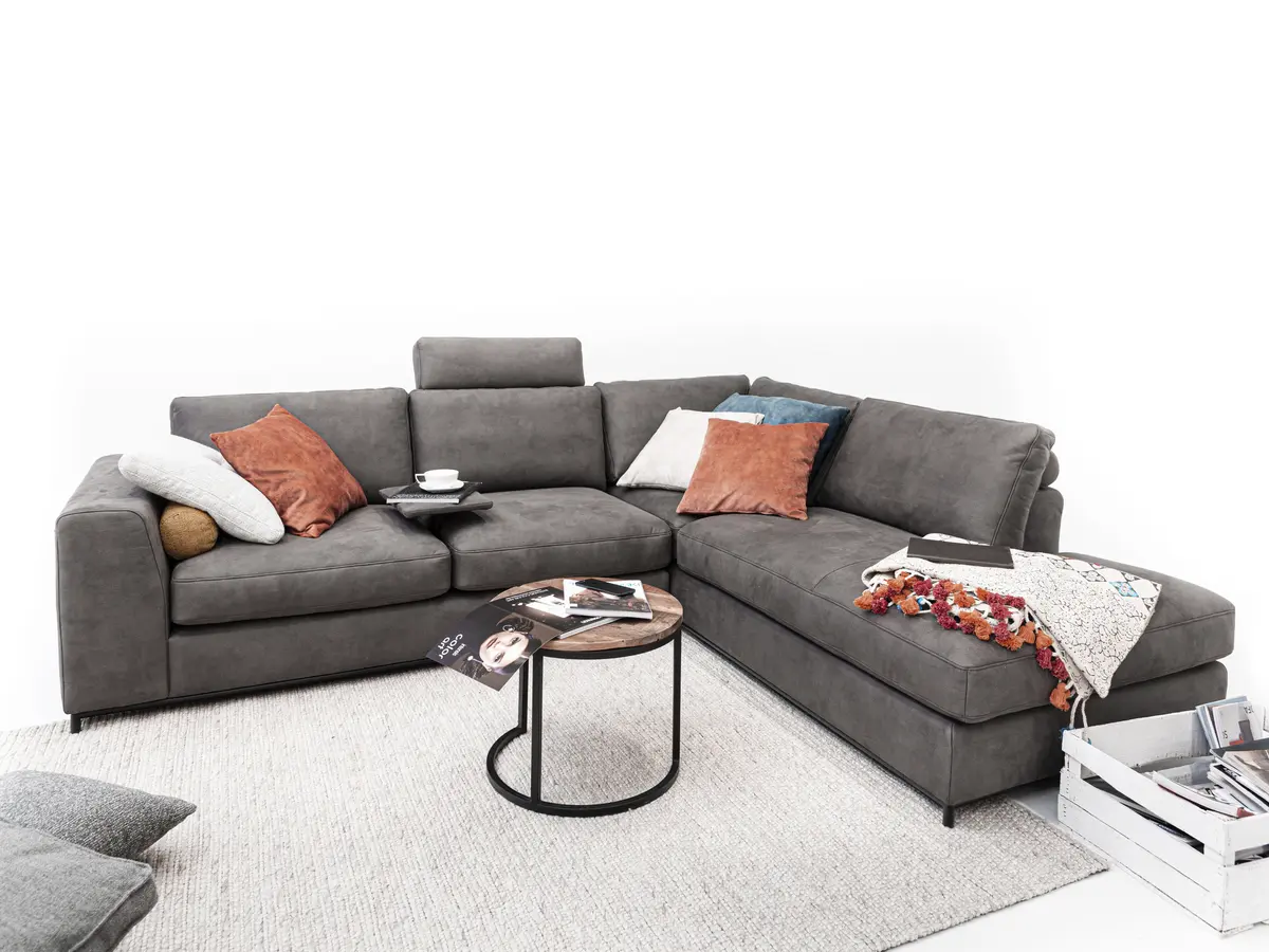 Ecksofa - 2-Sitzer mit Ecke rechts, Microfaser, Anthrazit