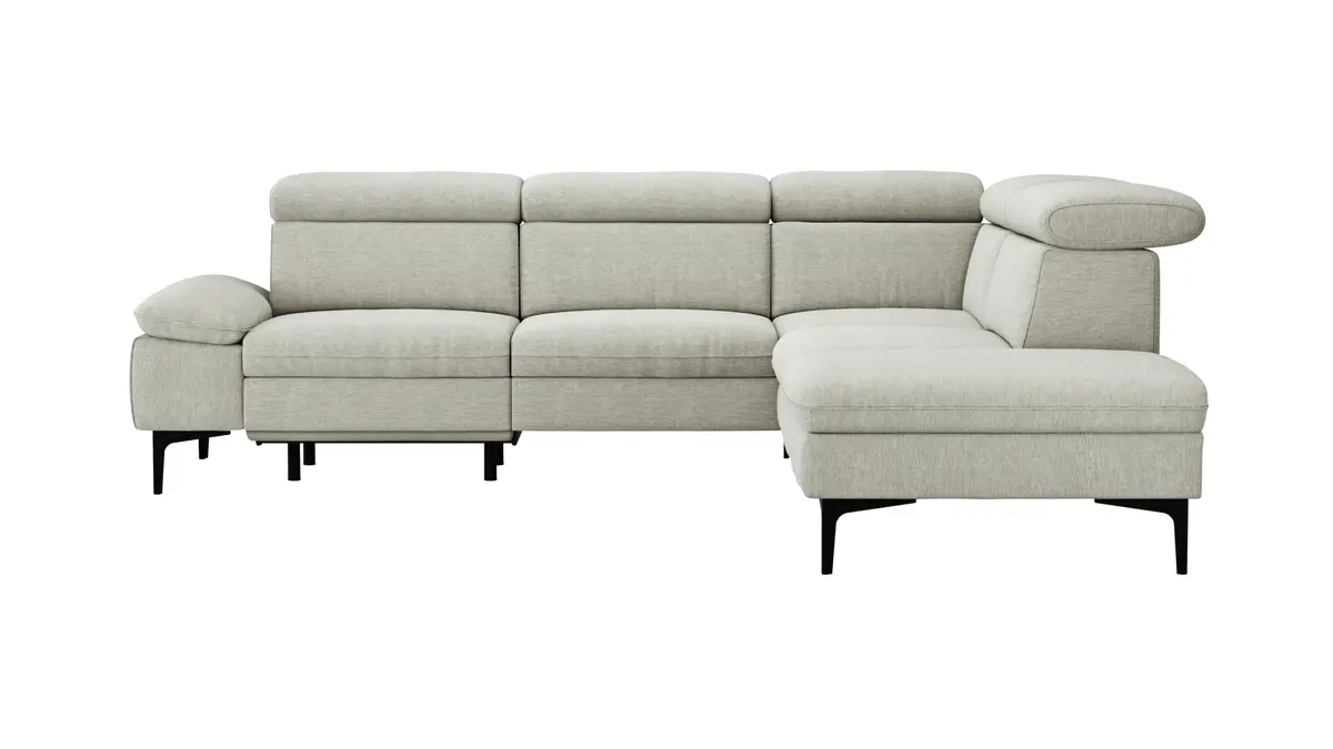 Ecksofa Felipa - 2,5-Sitzer mit Ecke rechts inkl. Armlehne verstellbar und Rückenlehne/Sitztiefe verstellbar (motorisch), Stoff, Natur