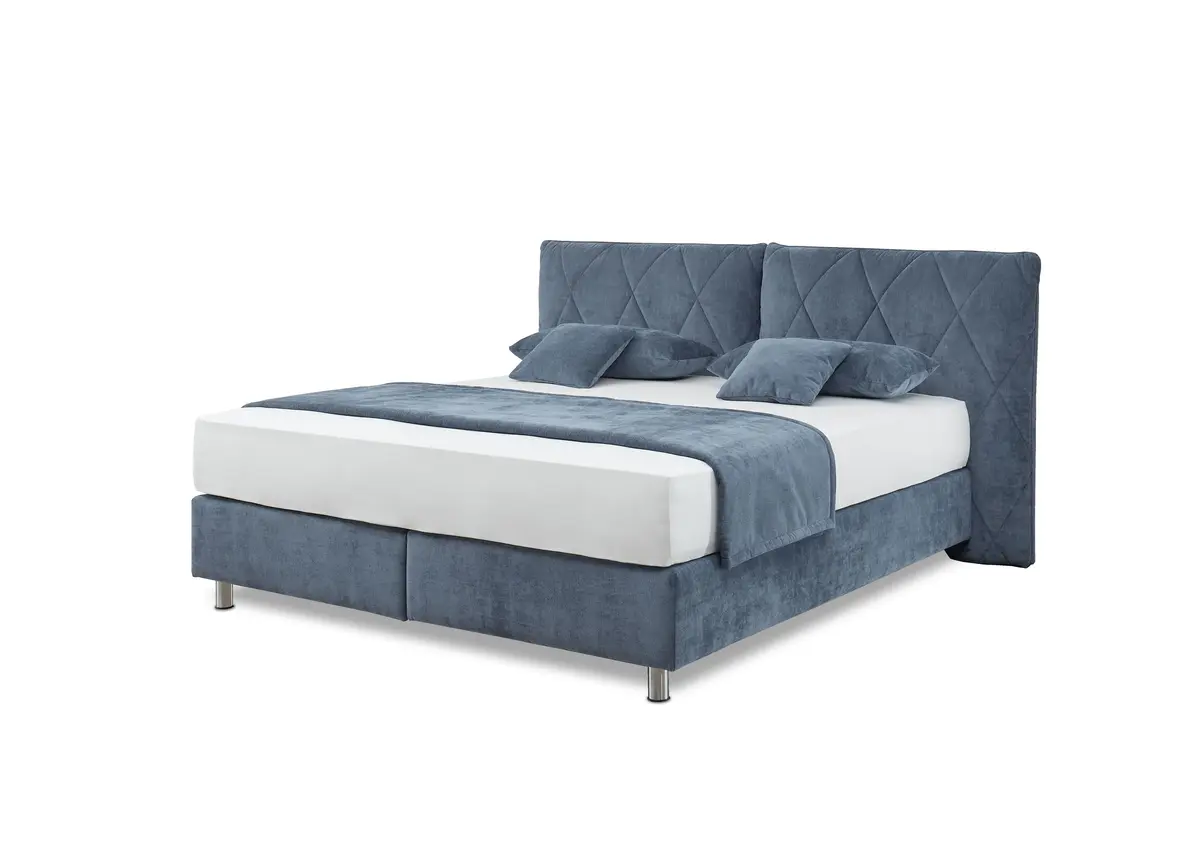 Boxspringbett - Liegefläche ca. 180x200 cm, Stoff, Blau