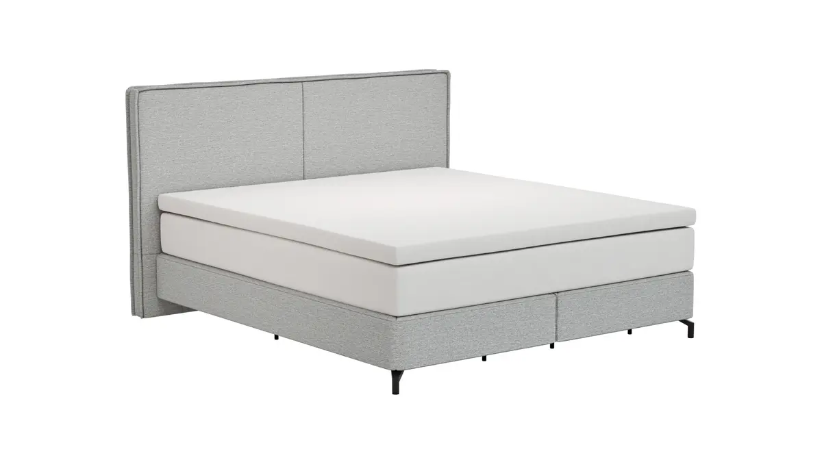 Boxspringbett Alpin - Liegefläche ca. 180x200 cm, Stoff, Grau