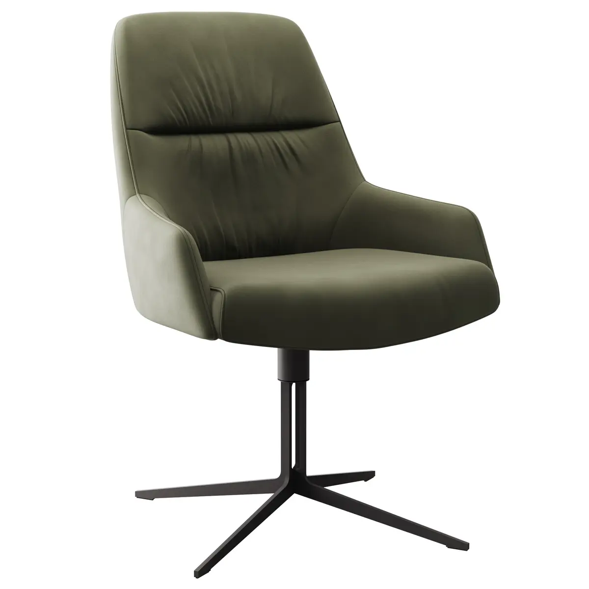 Armlehnstuhl Sagres - drehbar, Leder, olive