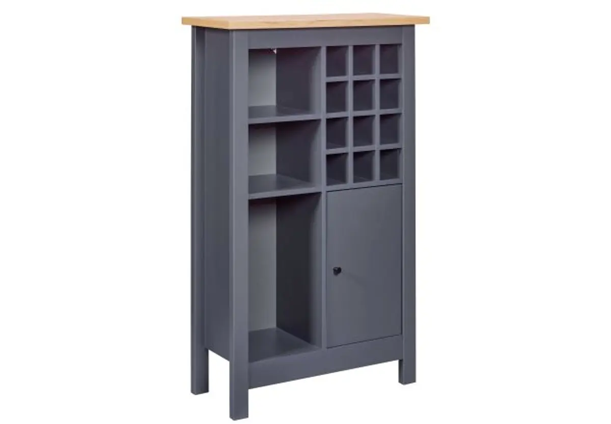Weinschrank - B ca. 76 cm, Anthrazit, Artisan Eiche Nachbildung