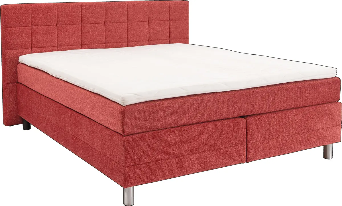  Boxspringbett - Liegefläche ca. 180x200 cm, Stoff, Rot