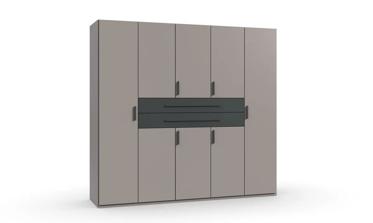 Drehtürenschrank- B ca. 225 cm, Saharagrau, Grafit