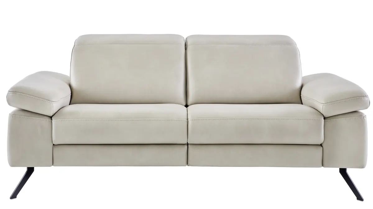 Sofa Rafaela 2.0 - 2,5-Sitzer inkl. Kopfteil verstellbar, Leder, Champagner
