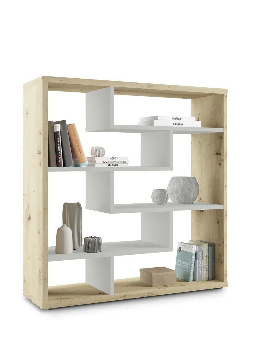 Raumteiler - B ca. 130 cm, Asteiche, Kreidegrau