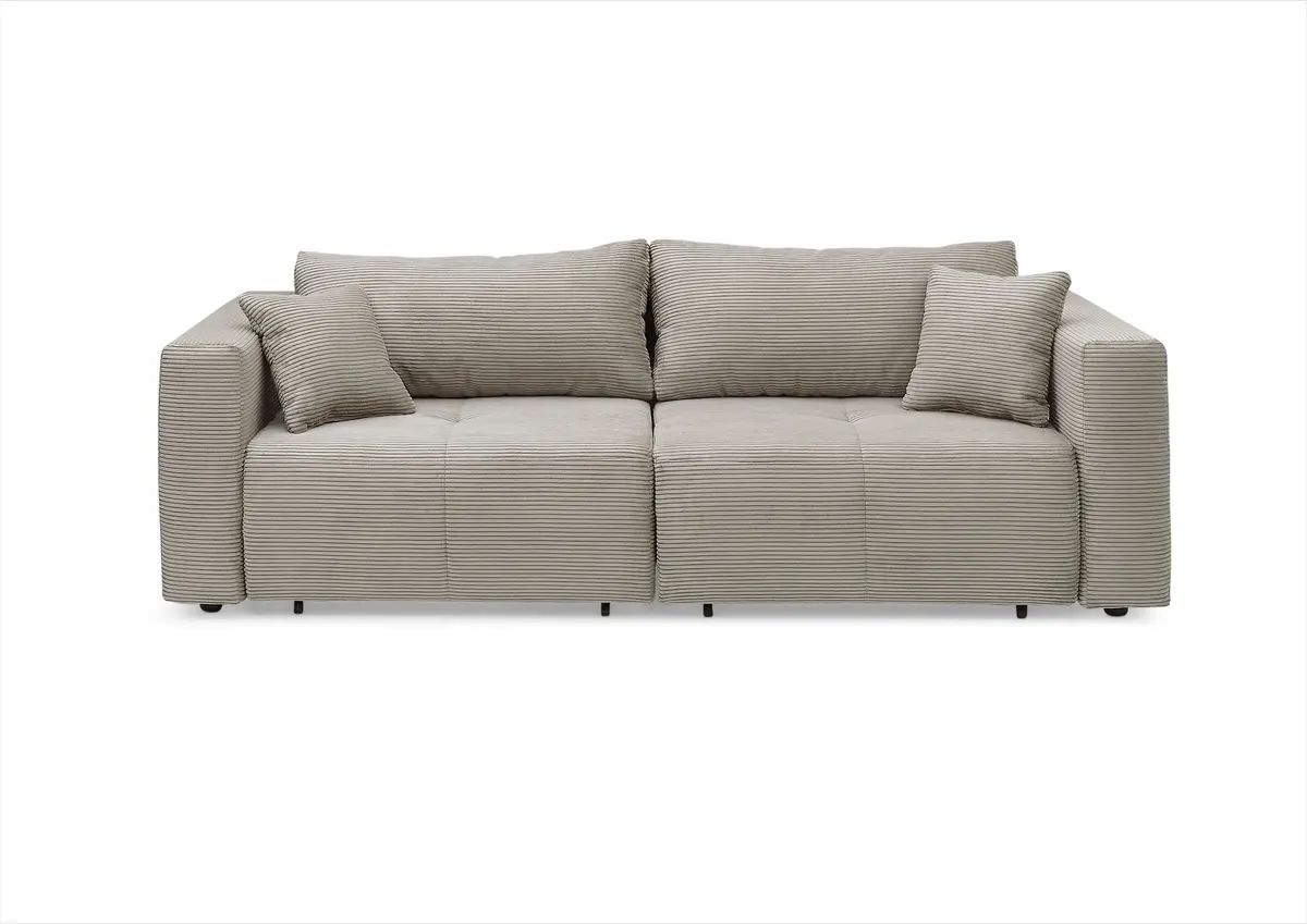 Megasofa Juless - Schlaffunktion mit Bettkasten, Cord, Taupe