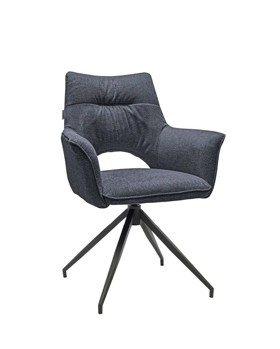 Armlehnstuhl MALEEN - drehbar, Stoff, Blau