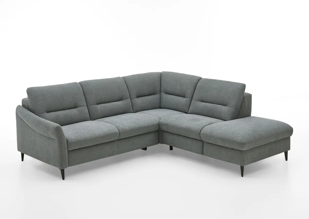 Ecksofa - 2,5-Sitzer mit Ecke rechts, Chenilleflachgewebe, Eisengrau