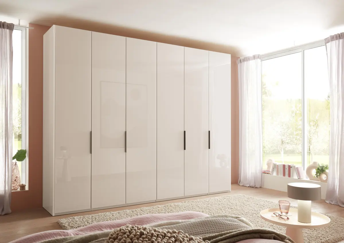 Drehtürenschrank - B. ca. 300 cm, Glastüren, Champagner