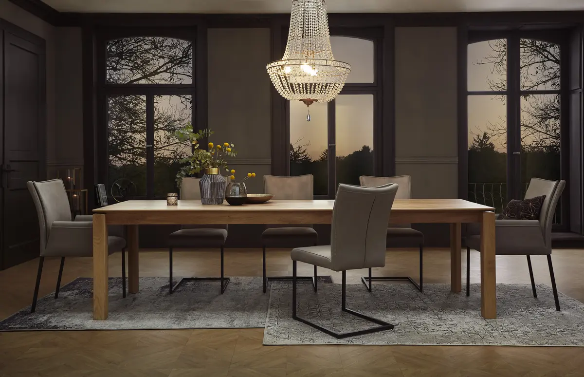 Esstisch 5000 - ausziehbar, LB ca. 180x90 cm, Eiche massiv, Bianco