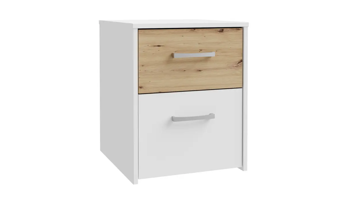 Nachtkonsole FILIPO- Weiß,  Eiche Dekor