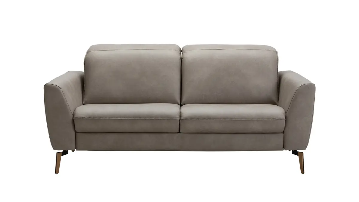 Sofa Tulsa KV - 2,5-Sitzer, inkl. Kopfteilverstellung, Leder, Graubeige