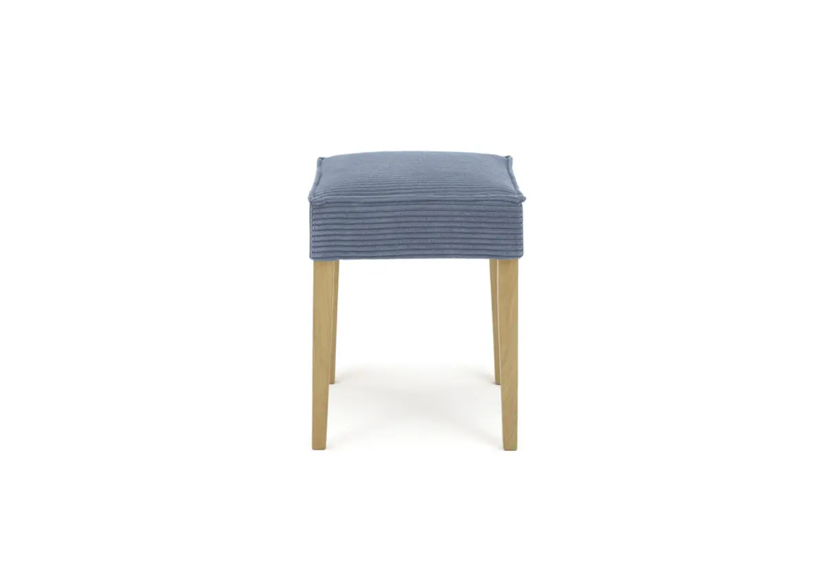 Hocker  SITTING TOGETHER_L- Stoff, Blau, Eiche Natur