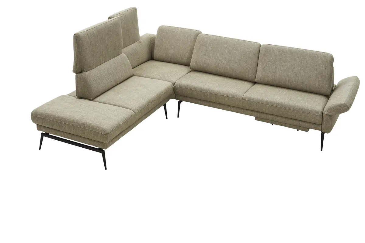 Ecksofa Estrela - Ecke links mit 2,5-Sitzer inkl. Rücken-/Armlehne/Sitztiefe verstellbar, Stoff, Olive