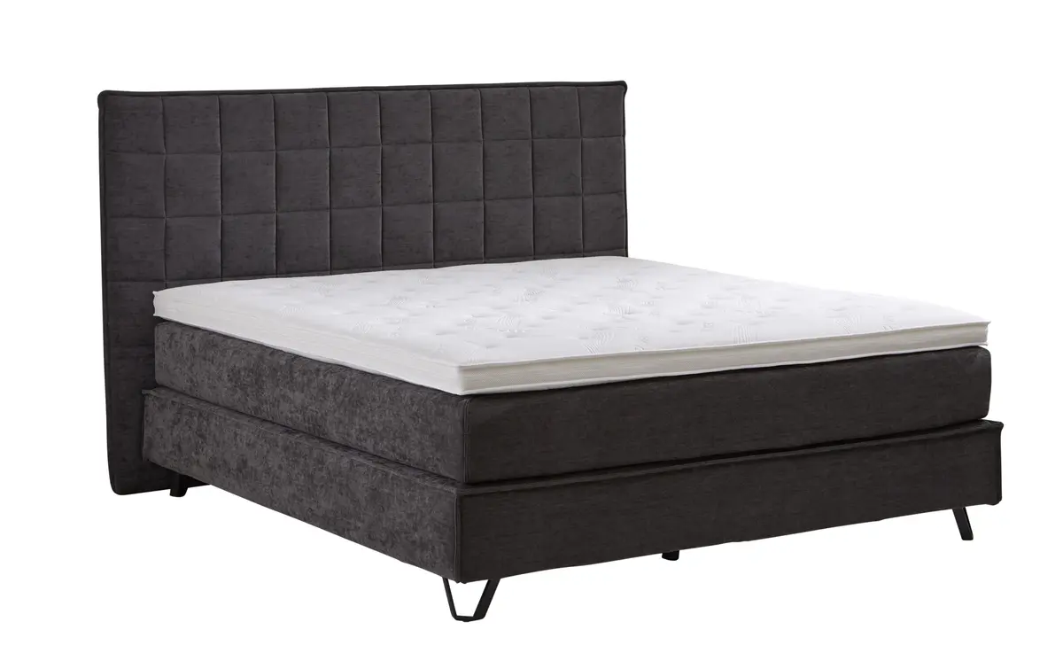 Boxspringbett Belina - Liegefläche ca. 180x200cm, Stoff, Anthrazit