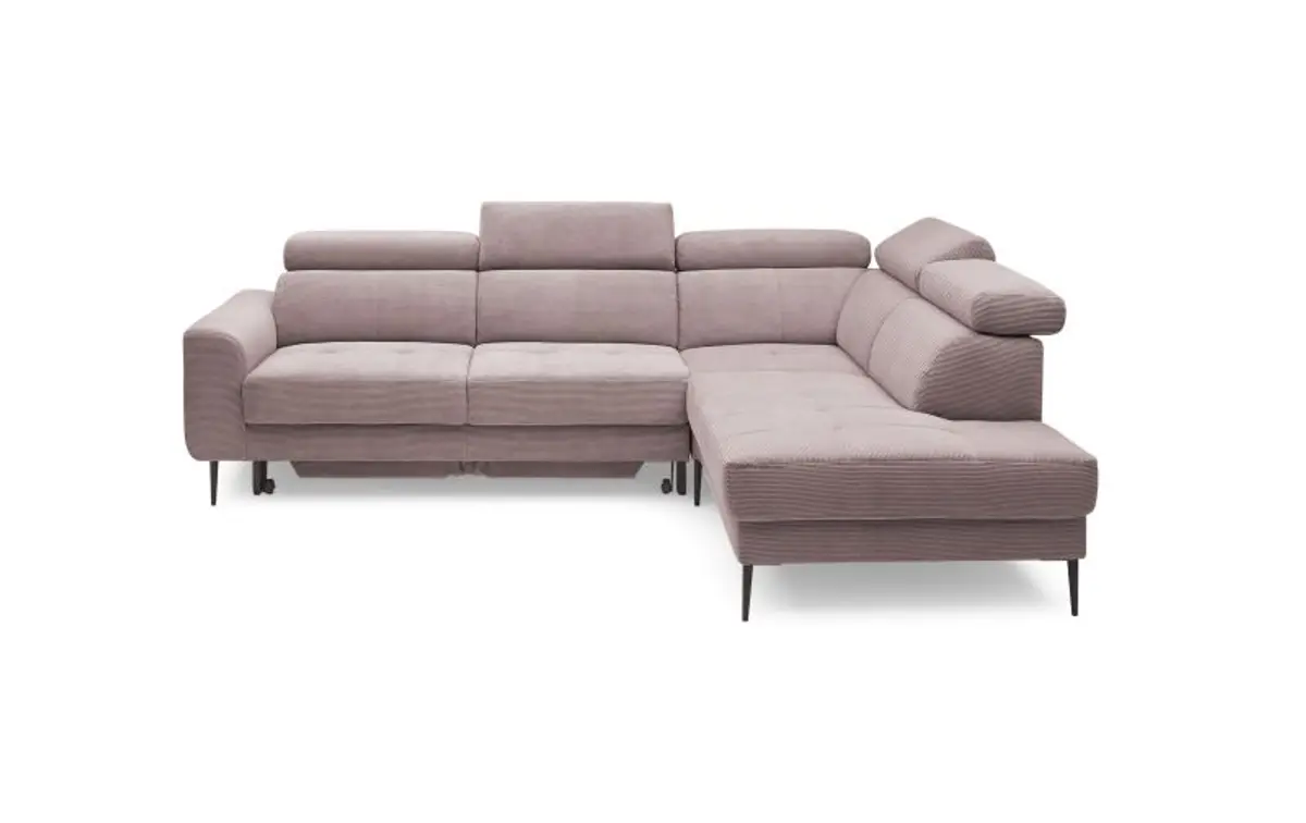 Ecksofa CHARIS - 2-Sitzer, Ecke rechts inkl. Schlaffunktion und Bettkasten, Microfaser, Altrosa