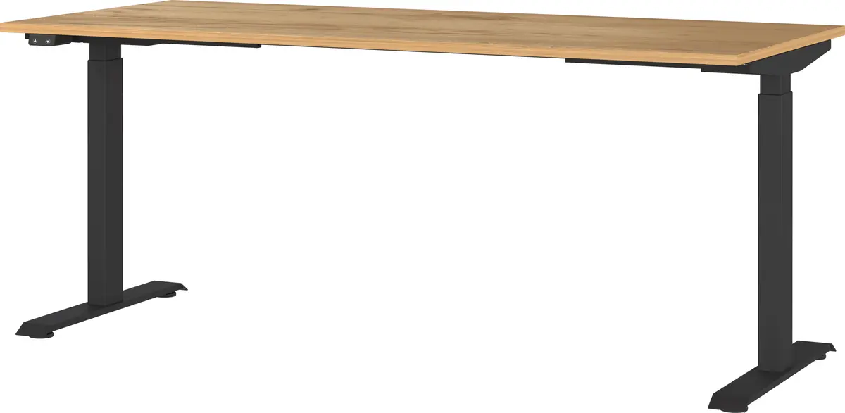 Schreibtisch GELI - höhenverstellbar, LB ca. 180x80 cm, Eiche Nachbildung, Schwarz