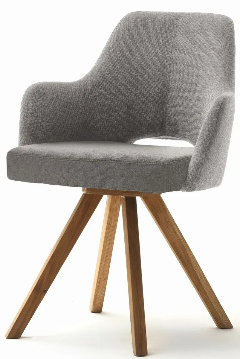 Schalenstuhl MIXIE - Rückstellfunktion, Stoff, Hellgrau