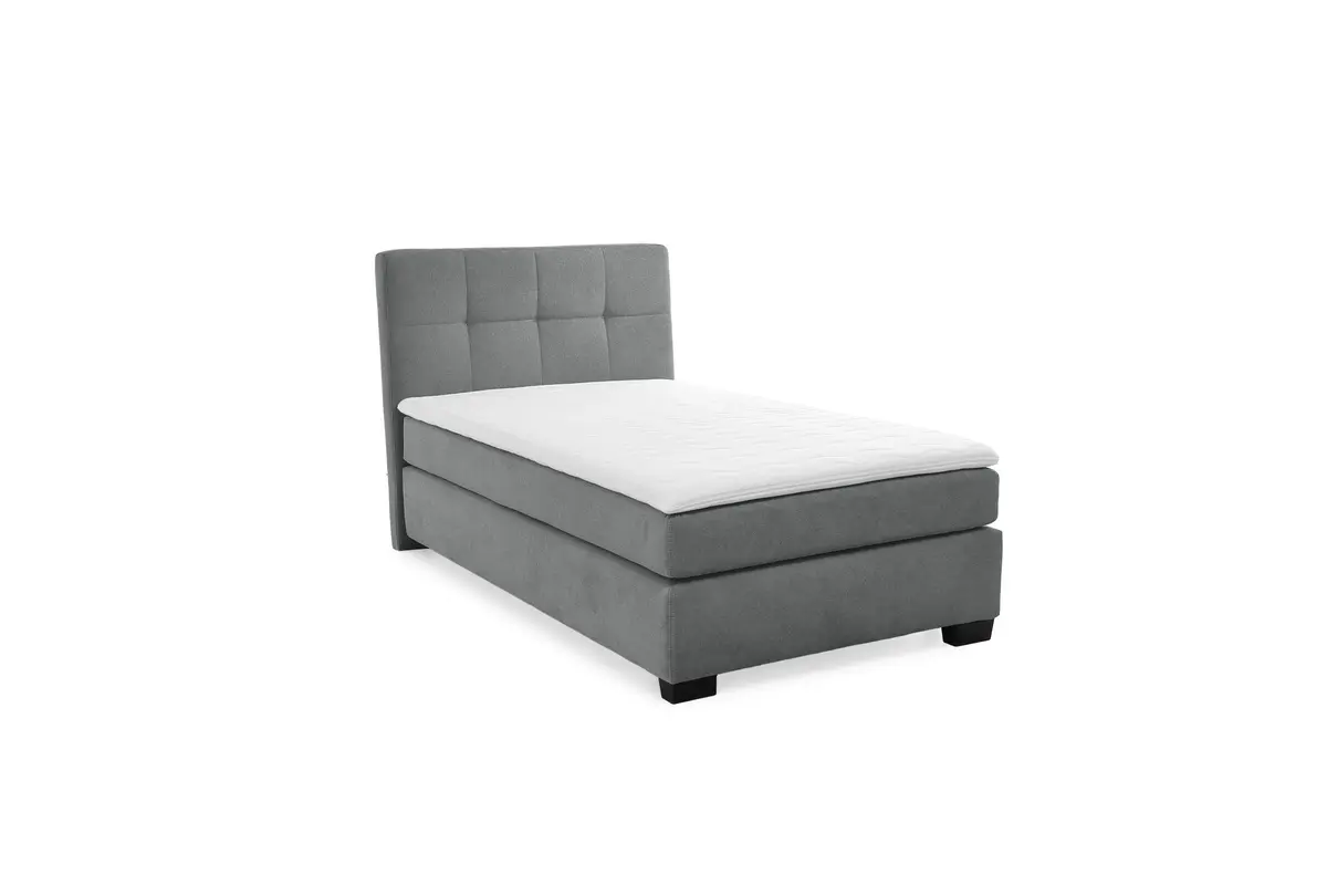 Boxspringbett JILA- Ligefläche ca. 120x200 cm, Stoff, Dunkelgrau