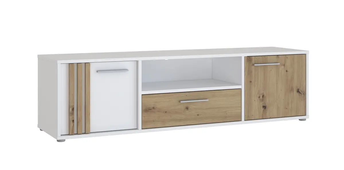 TV-Board FLORISS- Weiß, Eiche Dekor