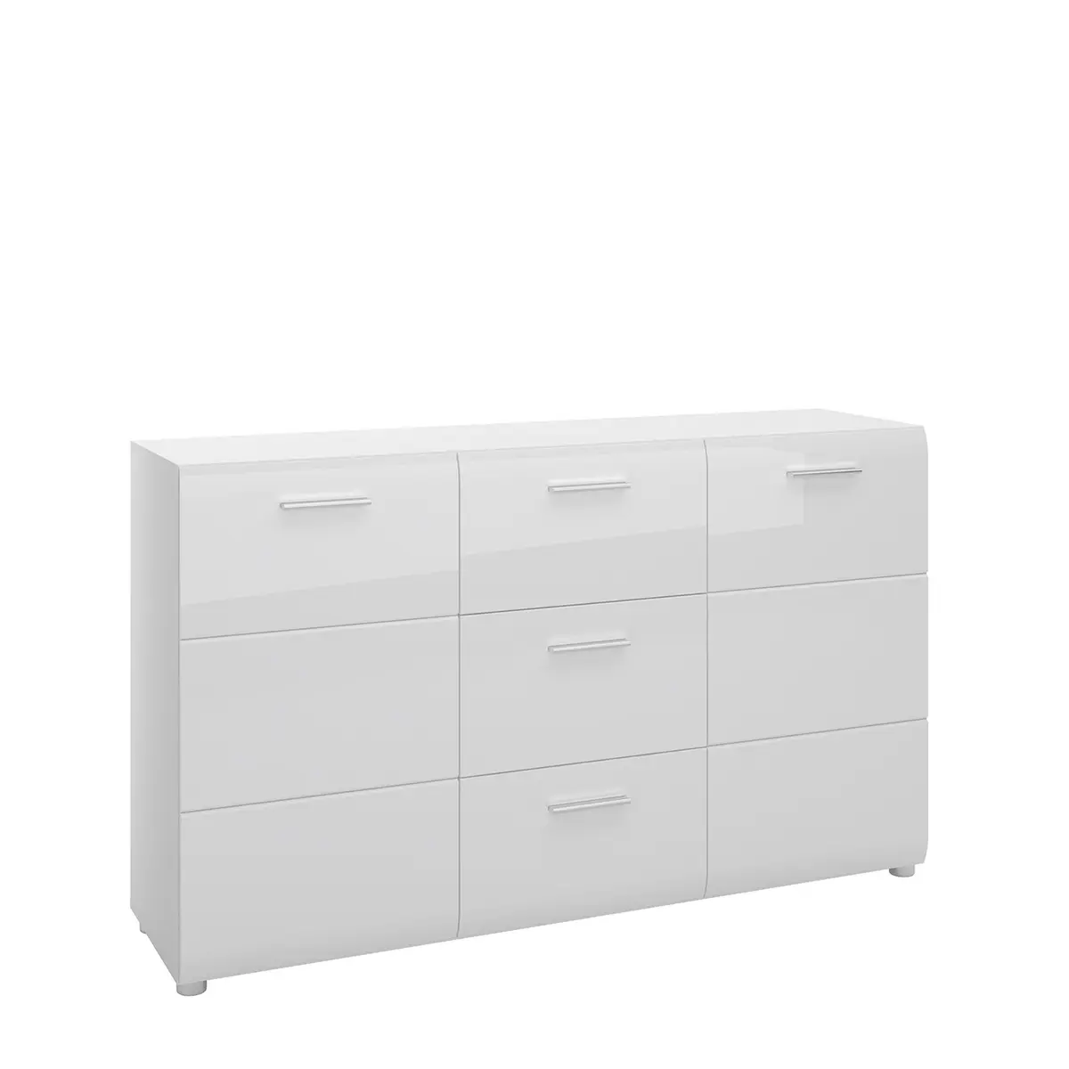 Sideboard- Weiß, Weiß, Hochglanz