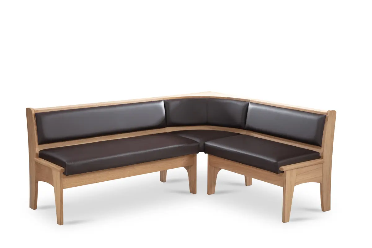 Eckbank - BT  ca. 197,5 x 157,5 cm, Wildeiche massiv, Leder dunkelbraun