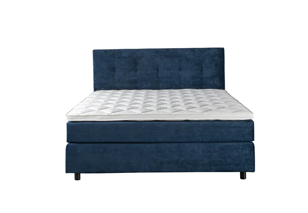 Boxspringbett Premium Line Retro - Liegefläche ca. 180x200 cm, Stoff, Dunkelblau