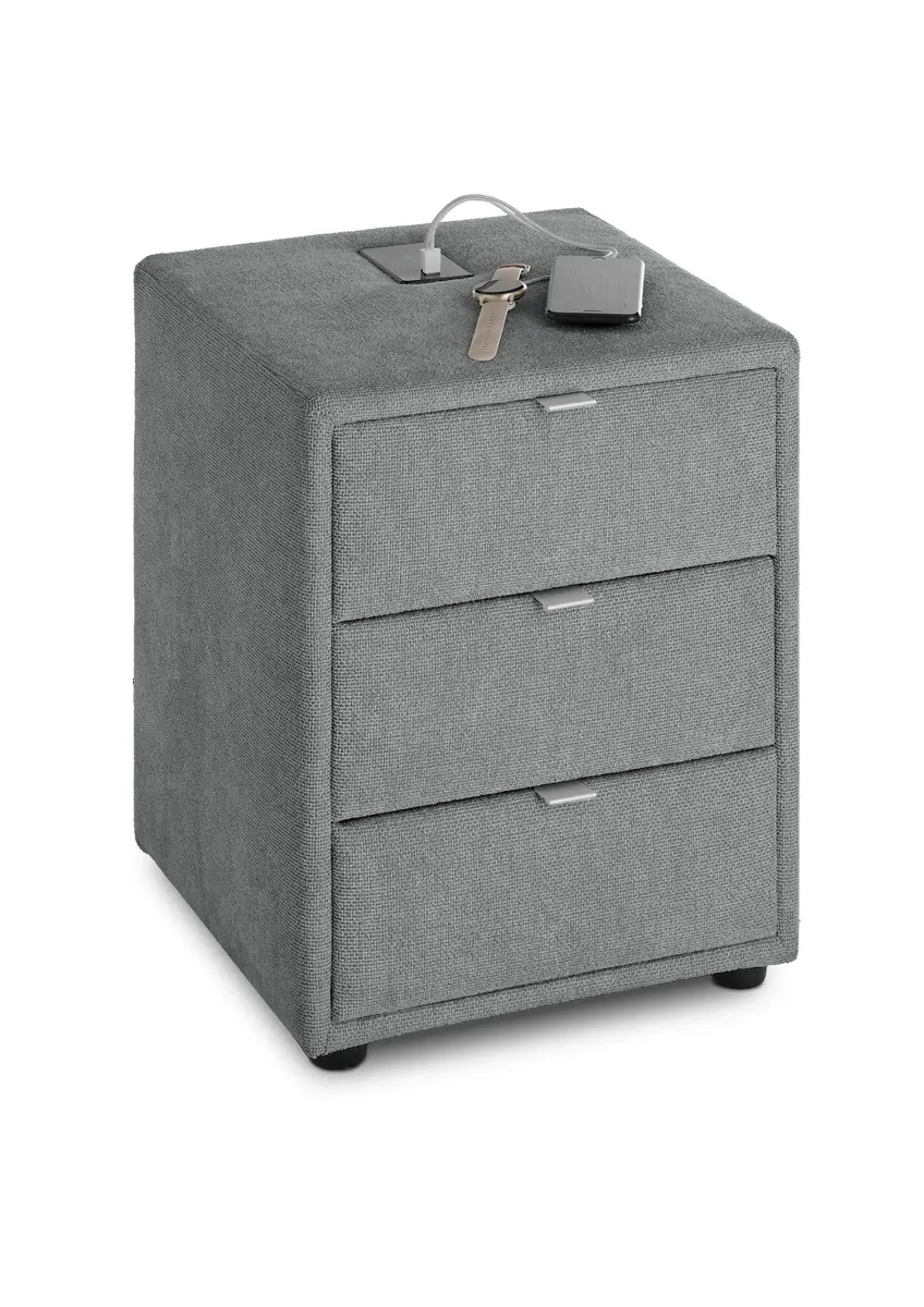 Nachttisch- Inkl. Ladeport, Stoff, Anthrazit