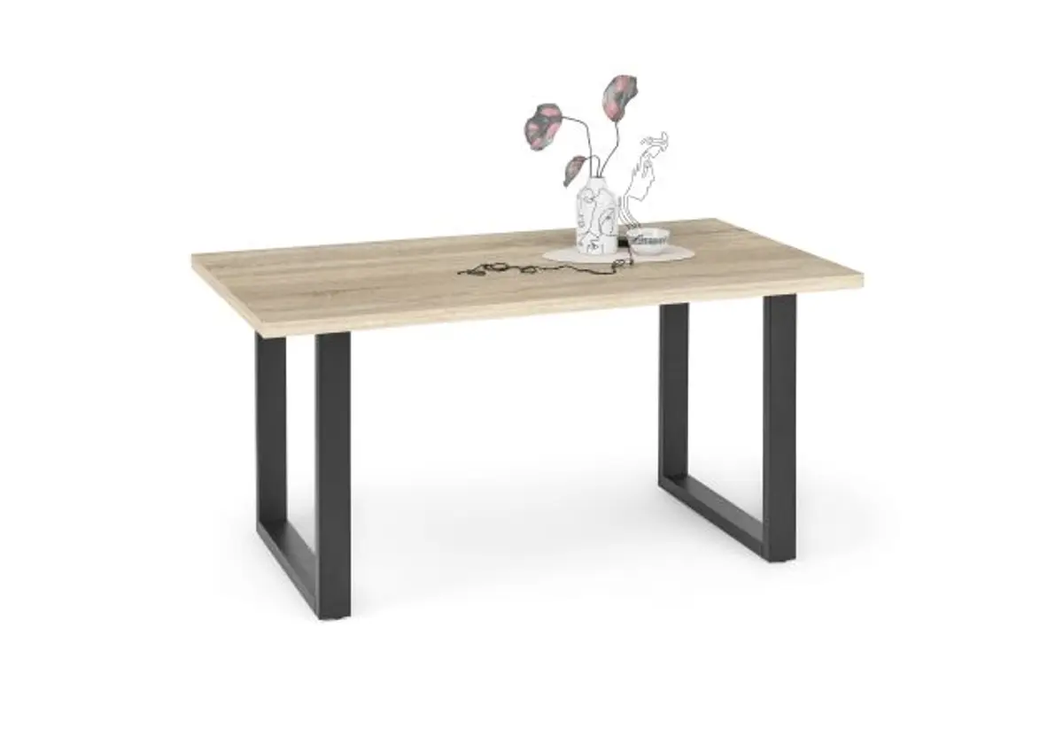 Esstisch - LB ca. 160x90 cm, Eiche sägerau, Schwarz