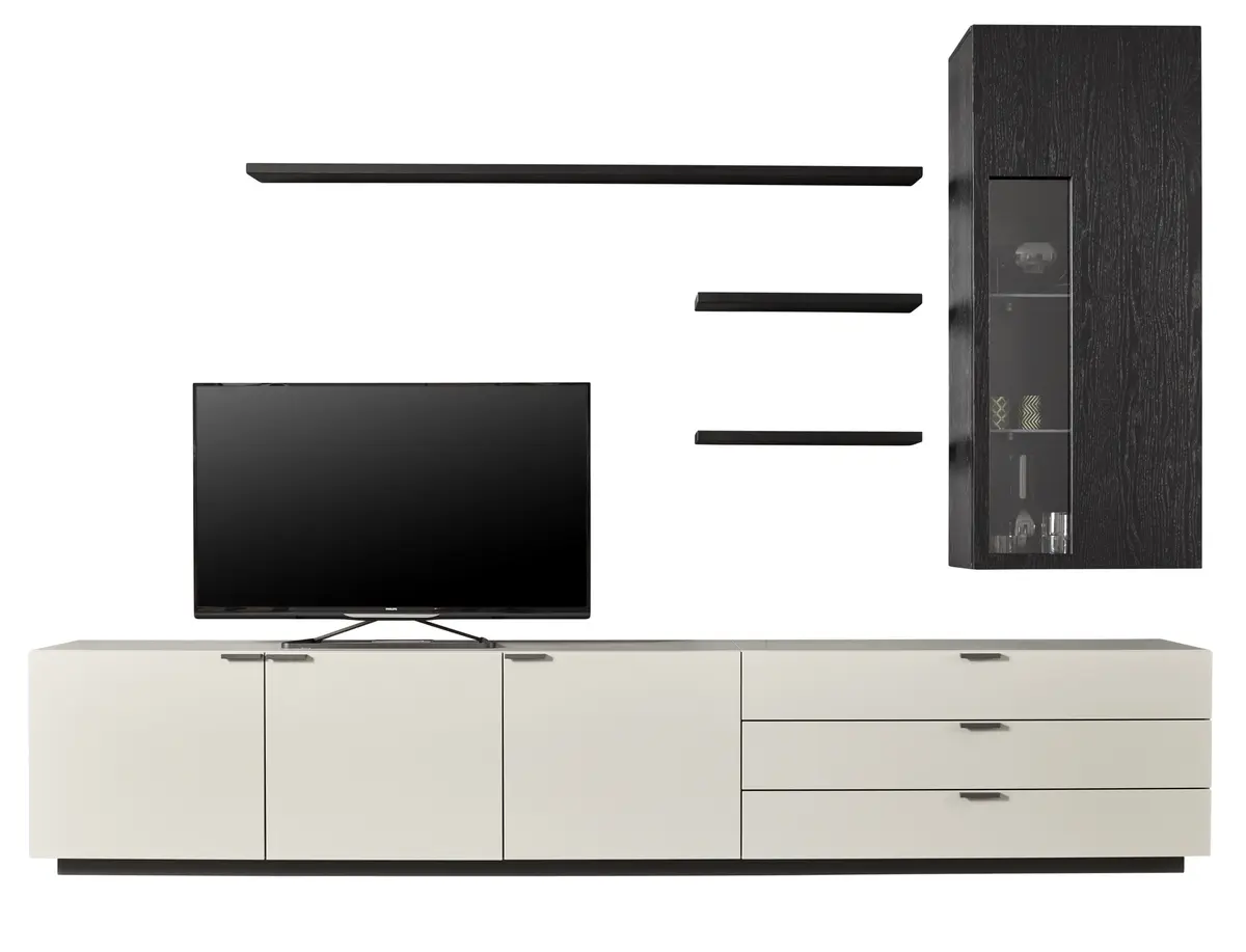 Wohnwand 4450 - Lack, Grau