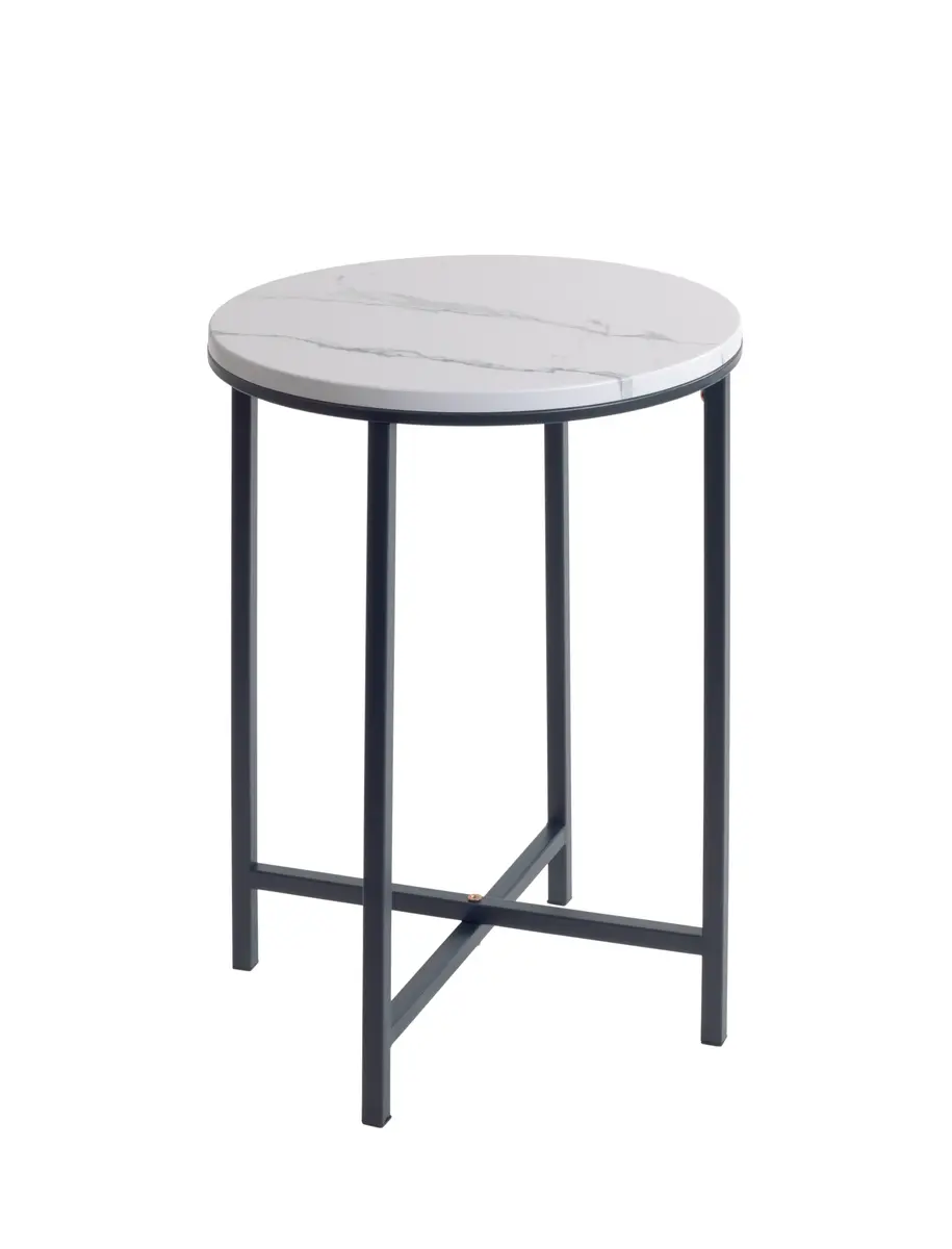 Beistelltisch - Ø/H ca. 39x53 cm, Marmoroptik, Anthrazit