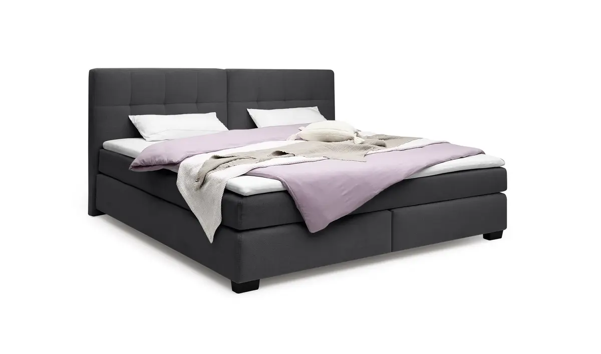Boxspringbett JILA- Ligefläche ca. 240x200 cm, Stoff, Schwarz