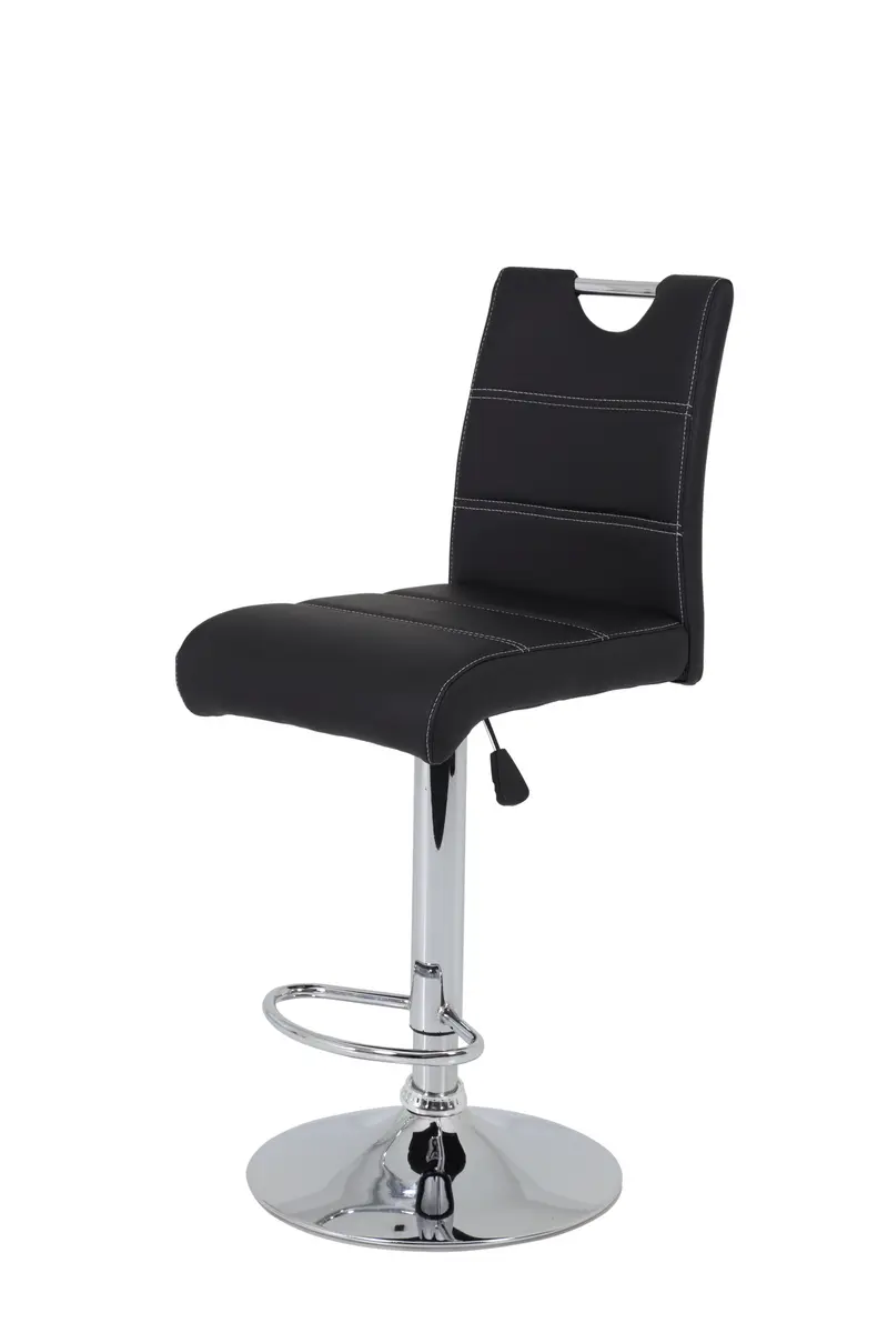 Barhocker - höhenverstellbar, Kunstleder, Schwarz