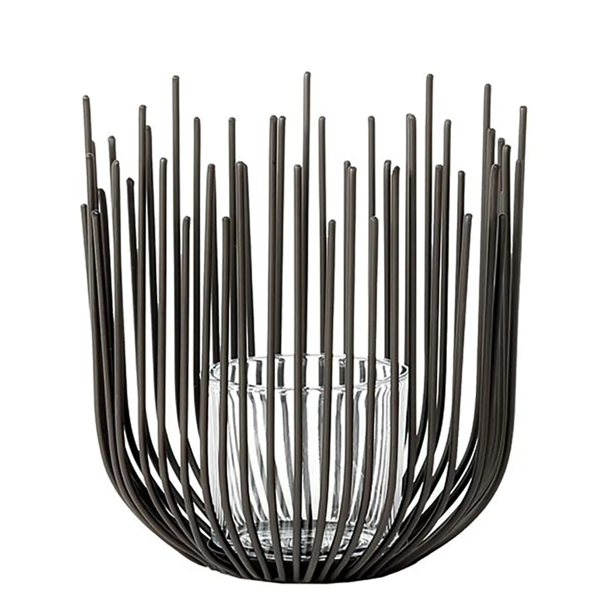 Windlicht - Eisen/Glas - HD ca. 30x25 cm - Schwarzbraun/Klar