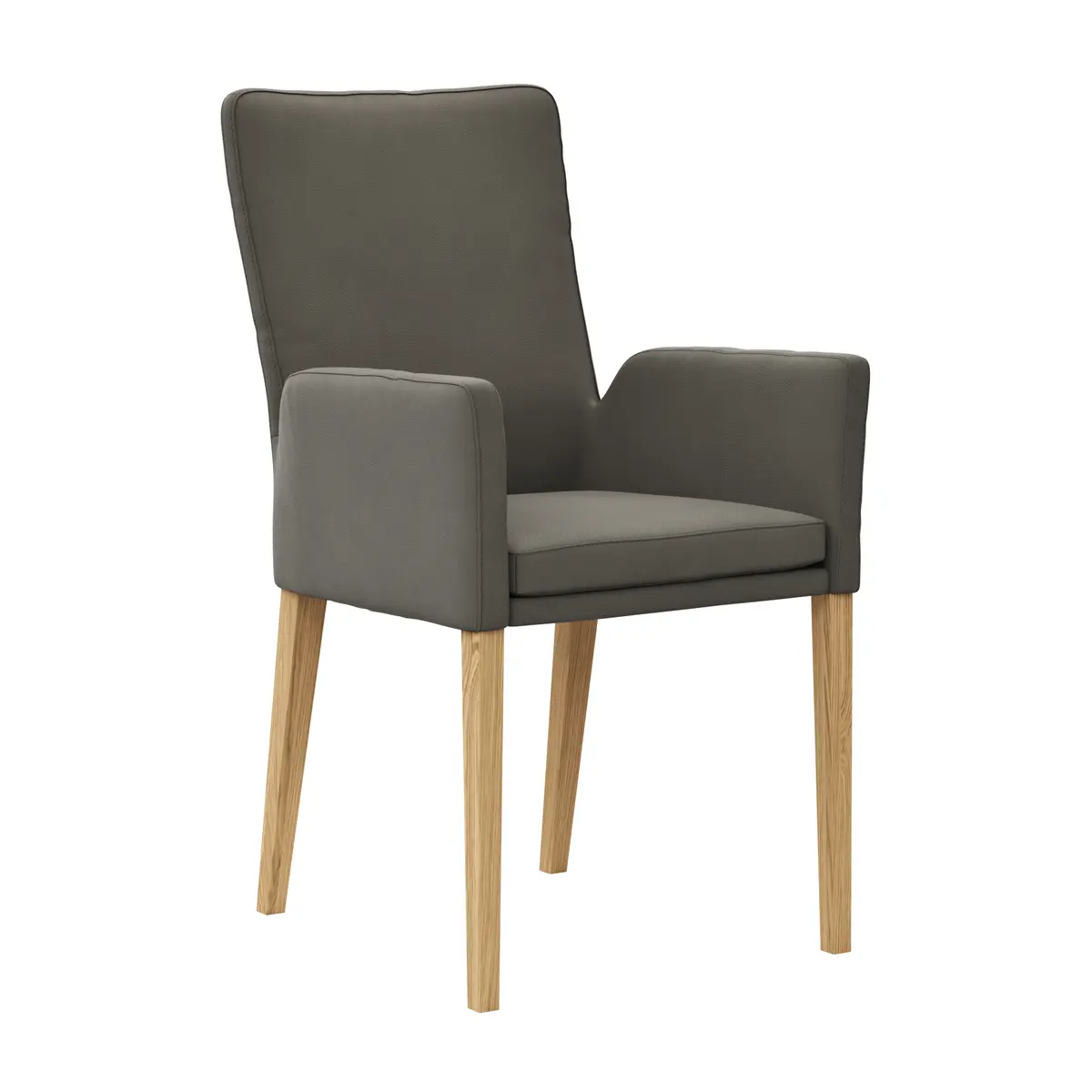 Armlehnstuhl Tuma - Leder, Graubraun
