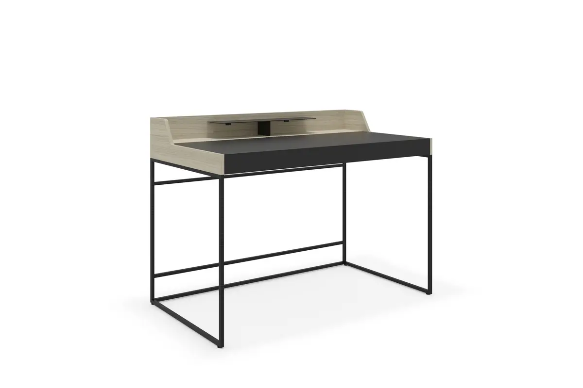 Schreibtisch - Eiche, Milk, Lack, Dunkelgrau