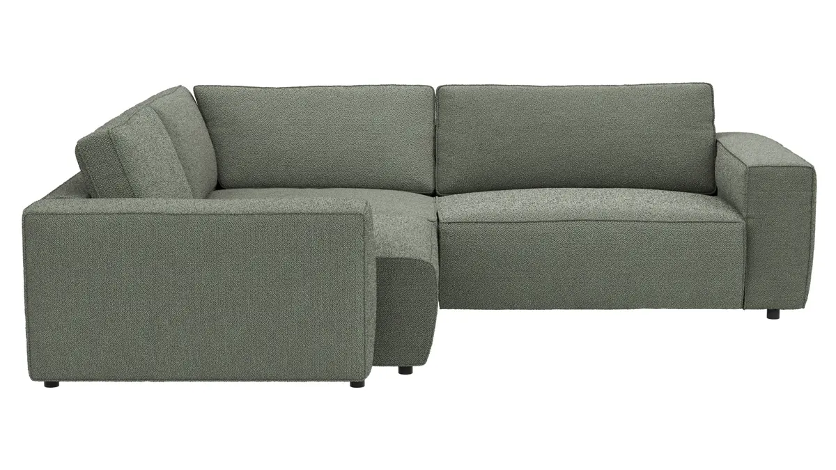 Ecksofa Lilaia - 1,5-Sitzer Tief, Ecke, 2-Sitzer rechts, Stoff, Olivgrün