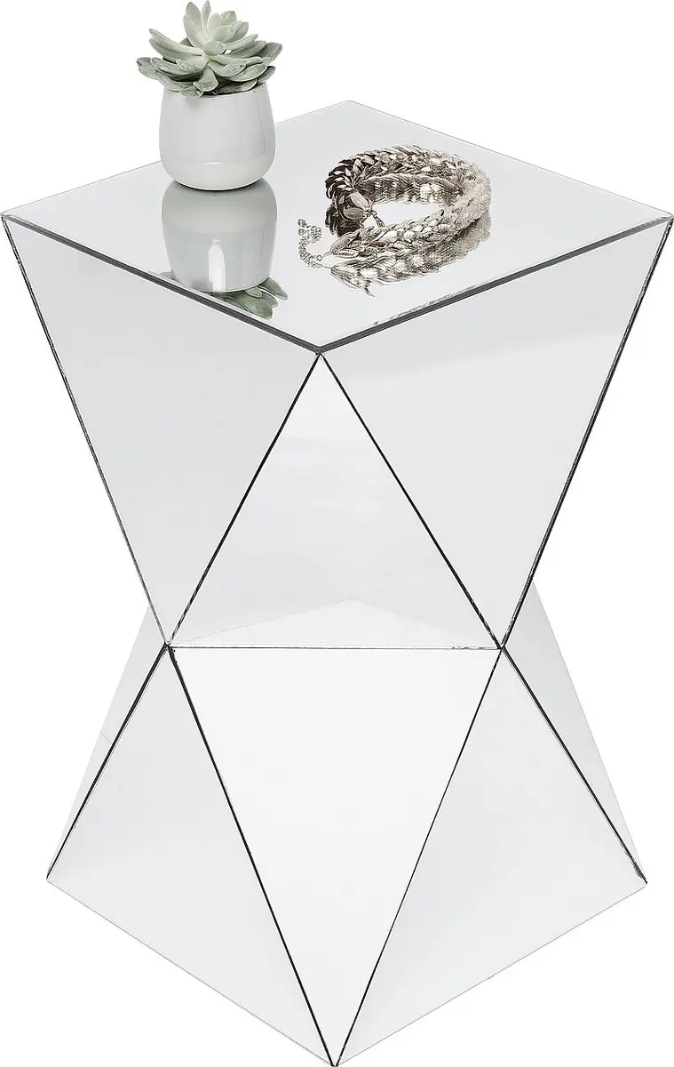 Beistelltisch- LB ca. 32x32 cm, Glas, Verspiegelt, Weiß