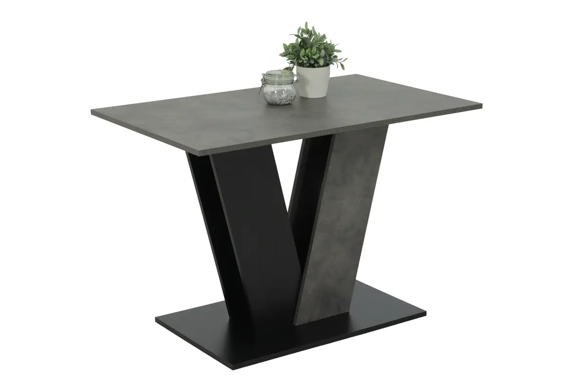 Esstisch - LB ca. 110x70 cm, Betonoptik, Schwarz