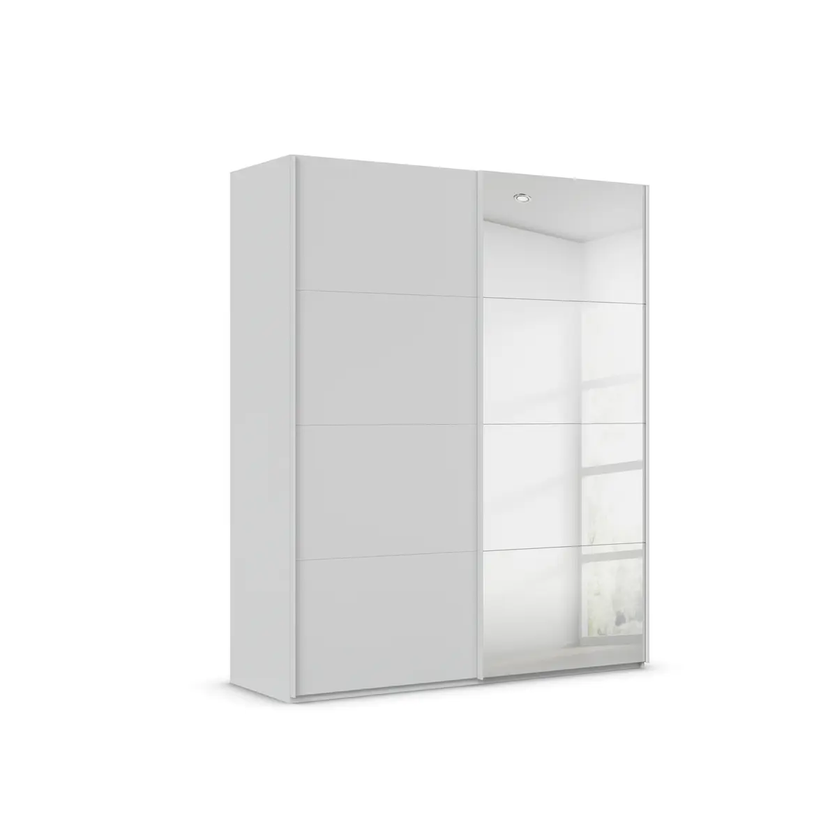 Schwebetürenschrank ROVERO- B ca. 181 cm,  Hellgrau, Spiegel