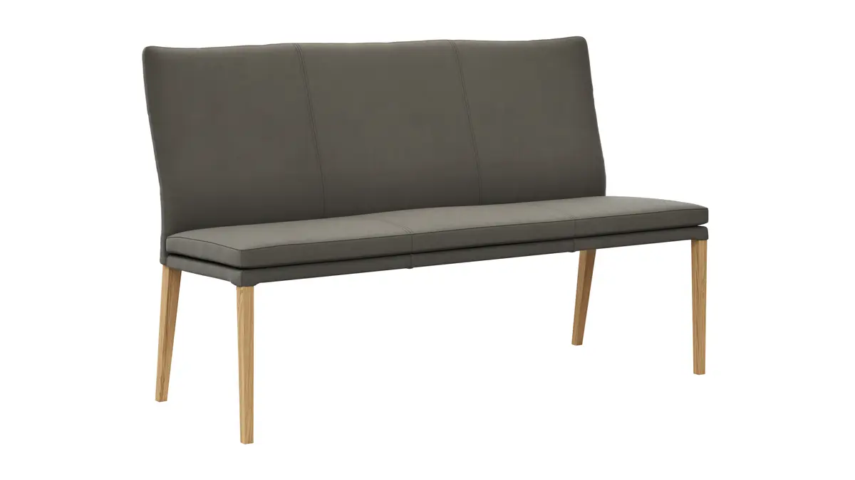 Polsterbank Tuma - Breite ca. 155 cm, Leder, Graubraun