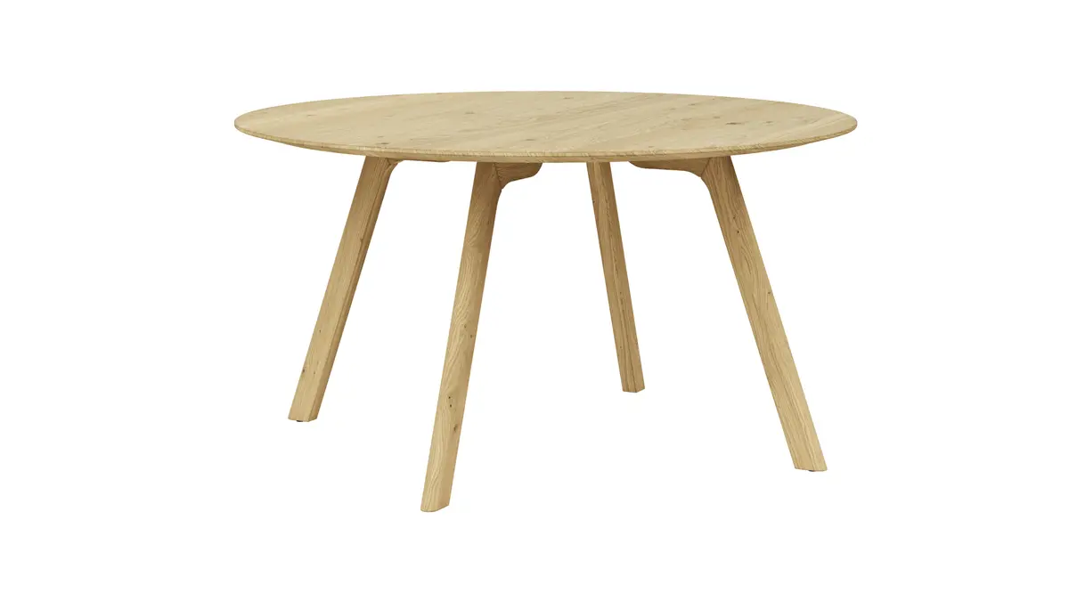 Esstisch Phoenix - LBH ca. 140x140x75 cm, Eiche massiv, Bianco geölt, rund