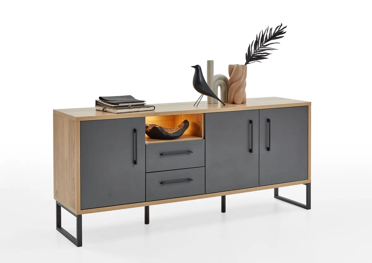 Sideboard - mit Beleuchtung, Wildeiche Dekor