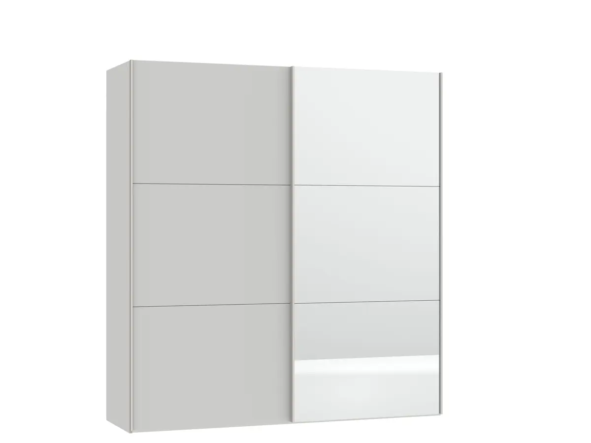 Schwebetürenschrank JOIN IT- B ca. 202 cm., Hellgrau, Matt, Spiegel