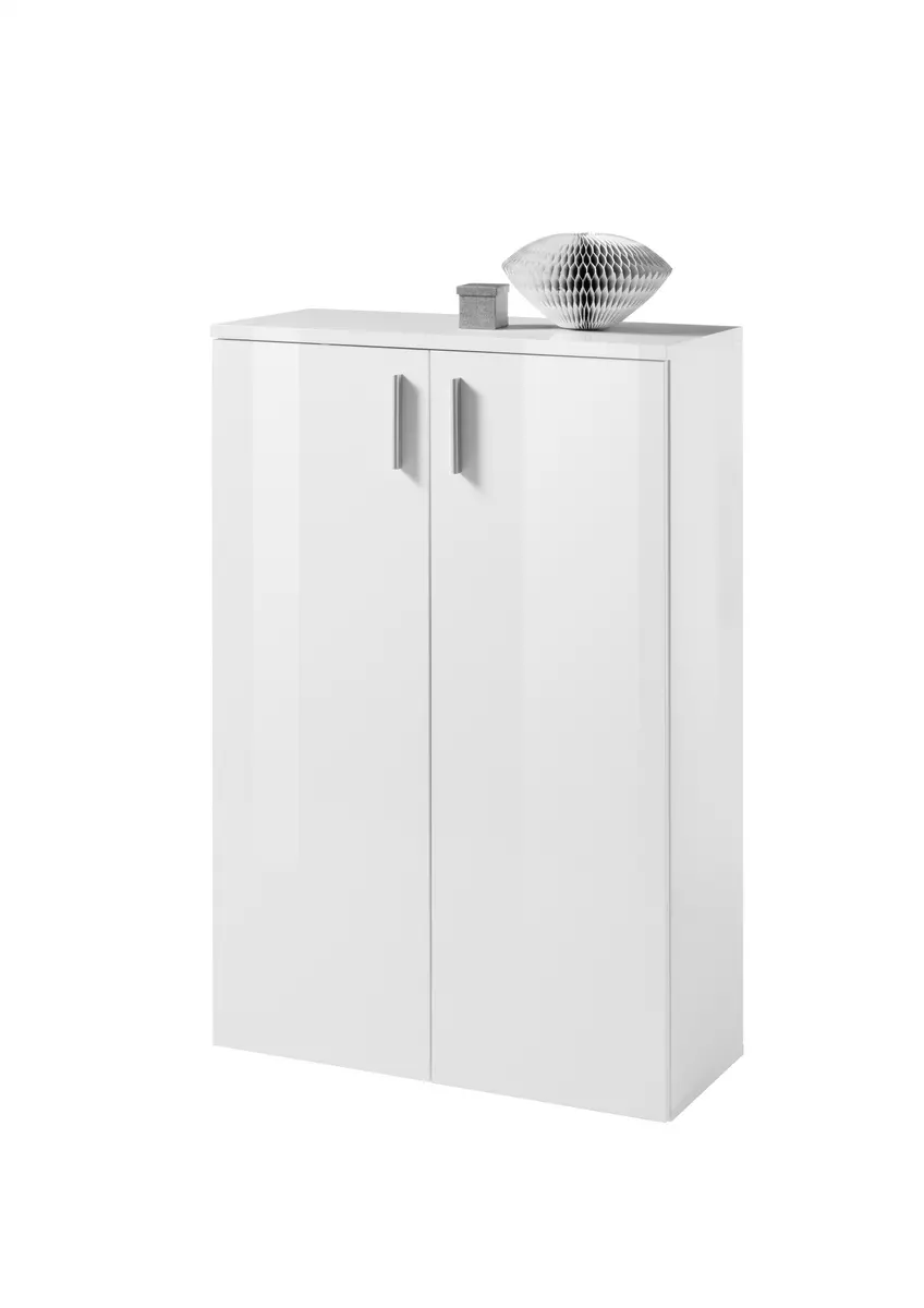 Schuhschrank - B ca. 80 cm, Weiß, Weiß Hochglanz