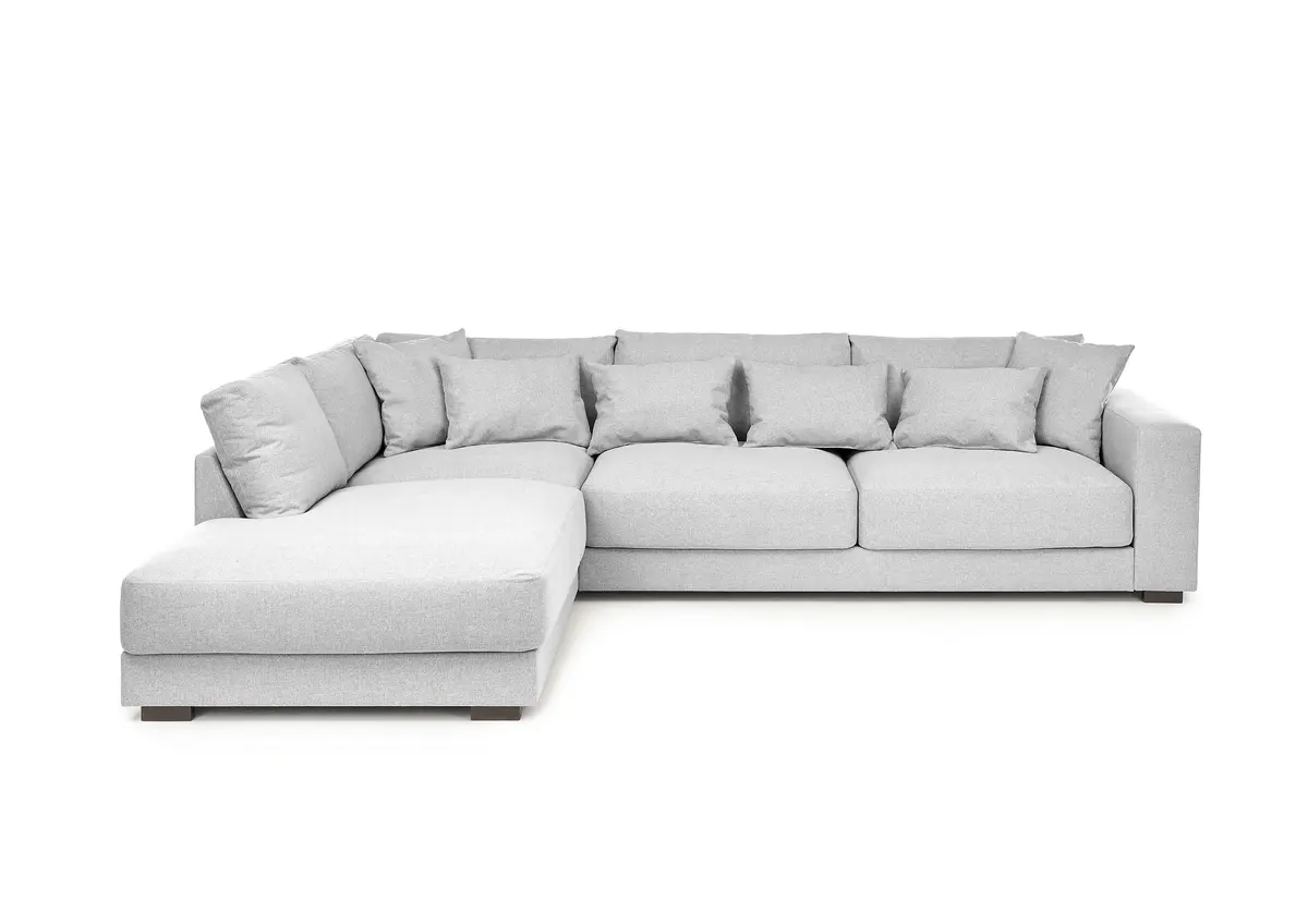 Ecksofa - Ecke links, 3-Sitzer, Stoff, Silbergrau